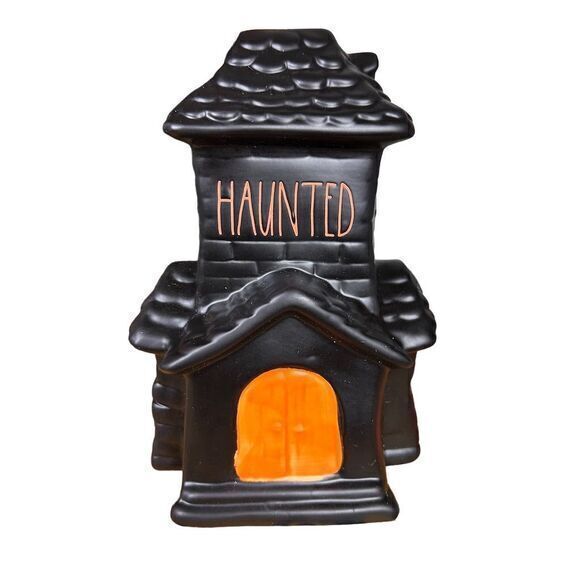 NWT Rae Dunn Black Ceramic Haunted House Halloween Decor - Picture 1 of 6